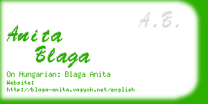 anita blaga business card